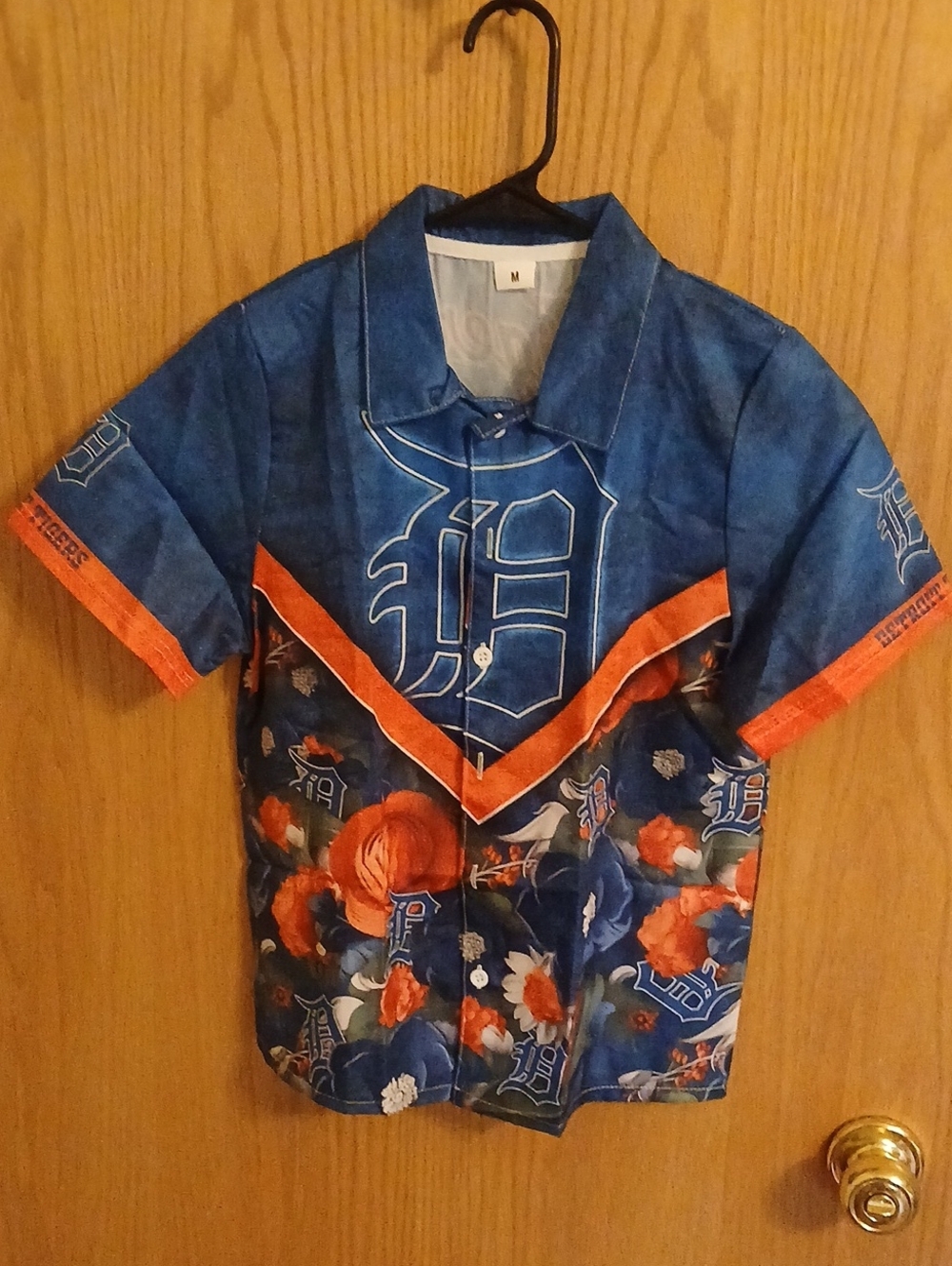 Kids Detroit Tigers Blue & Orange Floral Button-Up Shirt